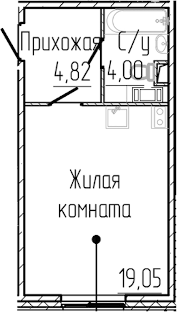 Квартира студия 27.87 м², 2/8 эт., ЖК «SERTOLOVO PARK»